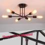 Semi Flush Sputnik Chandelier Ceiling Light 6-Light Modern Flush Mount Lighting Fixture,Black Hanging Pendant Lights for Bedroom Dining Room Living Room(Black)