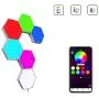 ODISTAR Hexagon Wall Light,Smart Wall Lights APP Control DIY Geometric Modular Assembled RGB led Colorful Light with USB-Power,Used in Bedroom,Living Room Decoration (6-Pack)