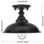 HMVPL Semi Flush Mount Ceiling Lights, Farmhouse Close to Ceiling Lamp Metal Black Pendant Lighting Fixture Industrial Edison Light for Kitchen Island Dining Room Foyer Hallway Entryway (Set of 2)