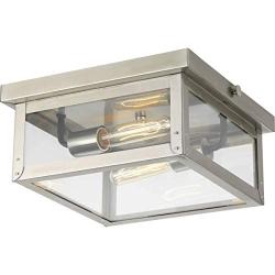 Progress Lighting P550007-135 Union Square Two-Light Flush Mount, Stainless Steel