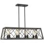 Zeyu 8-Light Kitchen Island Lighting, Farmhouse Linear Pendant Light in Wood and Black Finish, 011-8 WF/BK