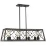 Zeyu 8-Light Kitchen Island Lighting, Farmhouse Linear Pendant Light in Wood and Black Finish, 011-8 WF/BK