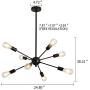 8-Lights Sputnik Chandeliers，Modern Ceiling Light Fixture，Black Chandelier for Living Room Kitchen Island Dining Room Bedroom Farmhouse