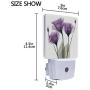 ZOEO Lavender Night Light 2 Pack, Purple Hope Flowers Plug-in LED Night Lamp with Light Sensor Bathroom Toilet Bedroom Kitchen Wall Decorative Daylight White for Kids Childrens