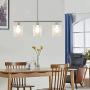Rustic Industrial Chandeliers Modern 3-Light Glass Shades Pendant Lighting Vintage Farmhouse Adjustable Ceiling Lights Hanging Lamp for Dining Rooms Bedrooms Living Room Kitchen Island Brush Nickel