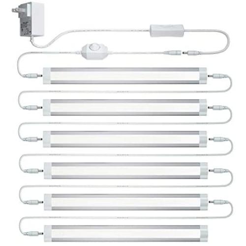 LED Cupboard Light Under Cabinet Light, Closet Light Bar,Under Counter Kitchen , Bed Lighting, Linkable and Dimmable, 12'' Inch 6Pack Kit (Cool White 6000K)