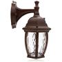Maxxima LED Outdoor Wall Light, Aged Bronze w/Clear Water Glass, Photocell Sensor, 580 Lumens, 3000K Warm White, Dusk to Dawn Light Sensor, Brown