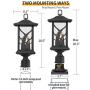 Beionxii Outdoor Post Lights | Exterior Pillar Lantern Pier Mount Lights with 3-Inch Base, Sand Textured Black Cast Aluminum with Clear Glass