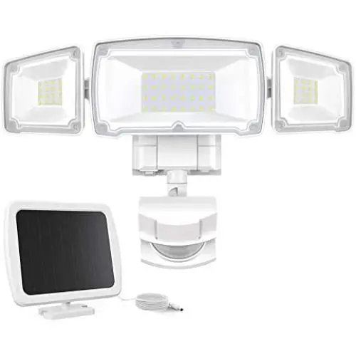 Solar Security Lights Outdoor, Sonata Super Bright LED Solar Motion Sensor Light with 3 Adjustable Heads, 1500LM 6000K IP65 Waterproof Flood Light for Backyard, Pathway and Patio Solar Security Lights Outdoor, Sonata Super Bright LED Solar Motion Sensor Light with 3 Adjustable Heads, 1500LM 6000K IP65 Waterproof Flood Light for Backyard, Pathway and Patio