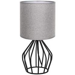 HAITRAL Farmhouse Table Lamp - Small Nightstand Lamp for Bedroom, Black Metal Cage Table Lamp for Living Room, Dorm, Office with Hollowed Out Base, Gray