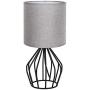 HAITRAL Farmhouse Table Lamp - Small Nightstand Lamp for Bedroom, Black Metal Cage Table Lamp for Living Room, Dorm, Office with Hollowed Out Base, Gray