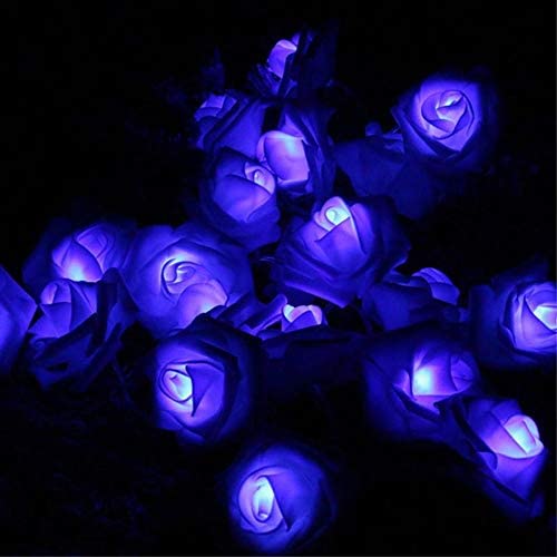 Fantasee LED Rose Flower String Lights Battery Operated for Wedding Home Party Birthday Festival Indoor Outdoor Decorations (6.6ft 20LED, White Rose Flower Blue LED Lights)