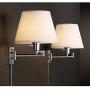 Clement Modern Swing Arm Wall Lamps Set of 2 Sleek Chrome Plug-in Light Fixture White Linen Empire Shade for Bedroom Bedside Living Room Reading - 360 Lighting