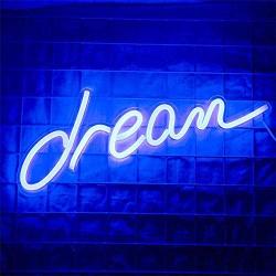 LED Neon Signs,Neon Light for Wall Art, Bedroom Decorations, Home Accessories, Party, and Holiday Decor (Blue, Dream)