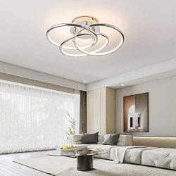 WELAKI 46W LED Flush Mount Ceiling Light, 19.7-inch Modern Pendant Close to Ceiling Light, 3000K Warm White Adjustable 3 Rings LED Ceiling Lamp for Bedroom, Living Room, Dining Room, Kitchen