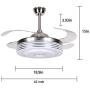 Drum Ceiling Fan, 42 Inch Bluetooth Ceiling Fans with Lights Remote Control, Retractable Chandelier Fan Lighting with Music Speaker Colorful Fixture for Living Room Dining Room Light Fixture with Fan