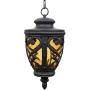 Goalplus Outdoor Pendant Light for Porch, Black Exterior Hanging Lantern Light Fixture with Amber Seeded Glass, Black Finish, 18'' High, IP44 Waterproof, LMSP0301-L