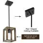 VINLUZ 1-Light Wood Pendant Lighting Rustic Style Black Walnut Natural Wooden Frame Farmhouse Kitchen Island Chandeliers Hanging Lamp for Dining Room Foyer Entryway Hallway
