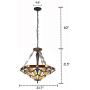 Capulina Tiffany Dining Table Lights, 3-Light Hanging Tiffany Style Lamp, 22.7 Inch Wide Stained Glass Dining Room Lights, Mission Style Tiffany Hanging Light, Inverted Ceiling Light for Living Room