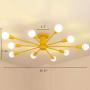 RUNNUP Morden Colorful Nordic Semi-Flush Mount Sputnik Ceiling Light 10 Lights Chandelier Light Metal Suspension Light for Kitchen Living Room Dining Room,Yellow