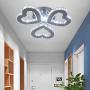 Modern Crystal Chandelier LED Ceiling Light 3-Heart Shape Chandelier Lighting Fixture Flush Mount Pendant Light for Bedroom Living Room Hallway Hobby,Cool White