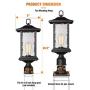 Beionxii Outdoor Post Lights | 2 Pack Exterior Pillar Lantern Pole Lamp with 3'' inch Pier Mount Base, Sand Textured Black Cast Aluminum with Water Glass (8''W x 20.5''H) - A272P-2PK