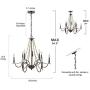 Farmhouse Chandelier, Dining Room Chandelier with Wood Beads for Living Room, Bedroom, 28'' L x 25.5'' H, Bronze