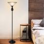 Oneach Modern Shirley Torchiere Floor Lamp for Living Room 150-Watt 71.5-Inch Floor Light with Frosted Glass Shade for Bedroom and Reading