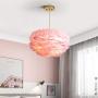 Maxax Feather Chandelier Pink Pendant Light Fixture with 3 Lights for Bedroom Kitchen Restaurant Living Room