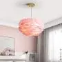 Maxax Feather Chandelier Pink Pendant Light Fixture with 3 Lights for Bedroom Kitchen Restaurant Living Room