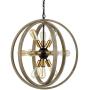 Globe Rustic Wood Chandelier Farmhouse Brass Sputnik Chandelier Dining Room, 12-Light, 24-in