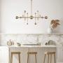 KSANA Gold Chandelier, 4-Light Kitchen Island Lighting Fixtures, 30'' Modern Linear Pendant Lighting for Dining Room, Counter, Closet