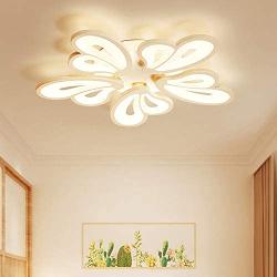 LITFAD 5 Heads Heart Shape Semi Flush Light LED Ceiling Light Fixture Chandelier 110-120V 65W Modern Acrylic Ceiling Lamp with White Metal Canopy for Living Room Bedroom Restaurant - Warm Light