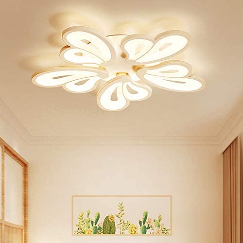 LITFAD 5 Heads Heart Shape Semi Flush Light LED Ceiling Light Fixture Chandelier 110-120V 65W Modern Acrylic Ceiling Lamp with White Metal Canopy for Living Room Bedroom Restaurant - Warm Light LITFAD 5 Heads Heart Shape Semi Flush Light LED Ceiling Light Fixture Chandelier 110-120V 65W Modern Acrylic Ceiling Lamp with White Metal Canopy for Living Room Bedroom Restaurant - Warm Light