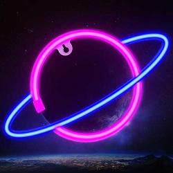 Ifreelife Planet Neon Signs LED Night Light Neon Lights USB Charging/Battery Operated Neon Wall Lights Neon Decorative Lights for Home Bedroom Bar/Christmas/Wedding/Birthday Party