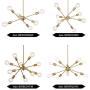 BONLICHT Modern 10 Light Sputnik Chandeliers Brushed Brass with Adjustable Arms Metal Kitchen Light Fixtures Gold Mid Century Pendant Lighting Vintage Industrial Ceiling Lights for Living Room