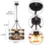 PUZHI HOME Farmhouse Chandeliers 5 Lights Kitchen Island Pendant Lighting Fixture Circular Wood Chandeliers Industrial Metal Retro Pendant Lights for Dining Room Kitchen