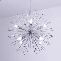 Jaycomey Chandeliers Firework Chandelier,Modern Pendant Lighting with 8 Lights,Metal Aluminum Ceiling Pendant Light Fixtures for Living Room Restaurant,Dia 19.6 Inch,Chrome