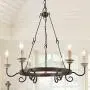 LALUZ Dining Room Chandelier, Rustic Hanging Light Fixture, French Country Style for Bedroom, Kitchen Island with Adjustable Chain, 6 Source, 28.3″ W x 26.4″ H
