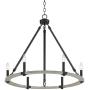 Caroline Black Painted Wood Wagon Wheel Chandelier 28'' Wide Rustic Farmhouse 6-Light Fixture for Dining Room House Foyer Kitchen Island Entryway Bedroom - Franklin Iron Works