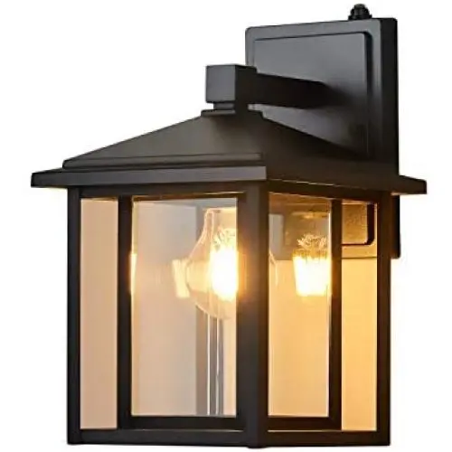 LANFU Wall Sconce as Porch Light, 1105 Lumen, Aluminum Housing Plus Glass, Matte Finish, Outdoor Rated