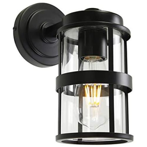 ELUZE One Light Bathroom Vanity Light, Vintage Black Vanity Wall Sconce Lighting ,Farmhouse Style Metal Finish with Clear Glass Shade Fixtures Bath Vanity Light, for Living Room Bathroom ,Kitchen.