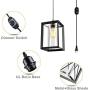 Eyassi Pendant Lighting Fixture with Plug in Cord and On/Off Dimmer Switch, Farmhouse Hanging Swag Lamps with Clear Glass Lampshade for Dining Room Bedroom Foyer Hallway Kitchen Island