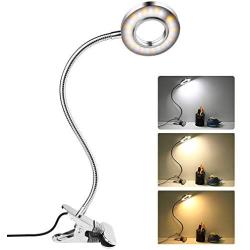 Led Clip Reading Light, 24 LEDs USB Clip on Lamp with 3 Color Mode and 10 level dimmer, Eye Care Lamp with 360 ° Flexible Gooseneck, Memory Function&Auto Off Function Book Light