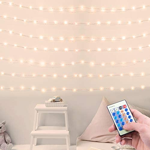 66Feet 200Led Fairy String Lights with Remote, Copper Wire Twinkle Lights for Bedroom Halloween Christmas Party Wedding Decor, Warm White