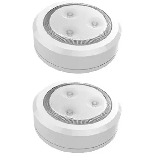Brilliant Evolution BRRC113 Ultra Thin Wireless LED Puck Light 2 Pack | LED Under Cabinet Lighting | Closet Light | Battery Powered Lights | Under Counter Lighting | Stick On Tap Light
