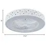 KWOKING Lighting Modern Circular Ceiling Fans with Lights 21.5'' Wide LED Flush Mount Ceiling Light with Remote Control 3 Blades Dimmable Hanging Lamp for Living Room Dining Room Style A