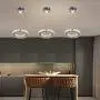 Modern Crystal Round Ring Chandelier Lighting LED Pendant Light Fixtures Adjustable Stainless Steel Ceiling Hanging Lamp for Living Room Dining Room Kitchen Island Hallway(Changeable )