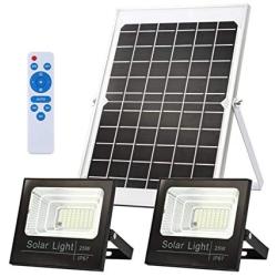 Solar Flood Lights Dusk to Dawn，Solar Security Lights Outdoor IP67 Waterproof 800LM 5000K 16.4ft Cable Outdoor Solar Lights 2-in-1 with Remote Outdoor Security Lighting for Barn,Garden,Pool,Garage