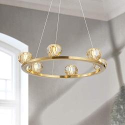 6-Light Wagon Wheel Chandelier Bathroom Light Fixtures, with Brown Crystal Shades Modern Chandelier for Living Room, Dining Room, Bedroom and Foyer